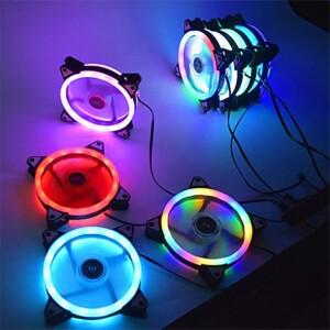 선풍기 RGB 냉각 환풍기  레인보우 컴퓨터 케이스 섀시 팬  무소음 CPU 쿨러 방진 고무  120mm  3 핀  4 12