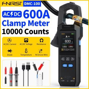 FNIRSI DMC-100 DC AC 전류 클램프 미터 10000 카운트 디지털 멀티 USB 충전기 600A 측정 도구