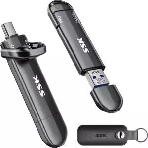 SSK USB 플래시 드라이브 256GB SSD 외장 TLC NAND 솔리드 스테이트 듀얼 USBC USBA 포트 최대 1000MB/s