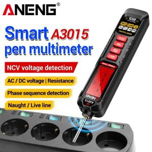 ANENG A3015 스마트 멀티미터 NCV 비접촉  펜 AC/DC 전압 저항 위상 시퀀스 감지 전기 도구
