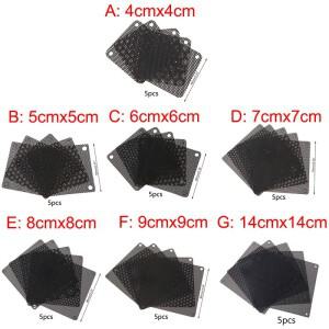 5피스 PVC 팬 먼지 필터 방진 케이스 Cuttable 컴퓨터 메쉬 커버 40mm 블랙
