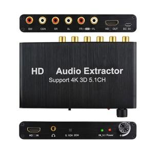 5.1CH HD 오디오 추출기 디코더 ~ 3.5mm RCA 채널 사운드 플스호환 DVD 용 앰프 아날로그 변환기