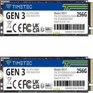 타임텍 256GBx2(2팩) SSD NVMe PCIe Gen3x4 8Gb/s M.2 2280 3D NAND TLC 150TBW 고성능 SLC 캐시 읽기/쓰기