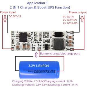 2in 1 LiFePO4 배터리 충전 및 방전 UPS 모듈  DC 부스트 컨버터  32140 32700 18650  3.6V 보드  3.2V  5V