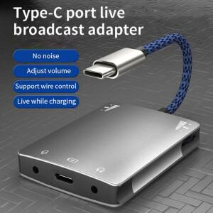 USB C 라이브 사운드 카드 스피커  3.5mm 오디오 인터페이스 어댑터  화웨이호환/삼성호환 헤드폰 하이 퀄
