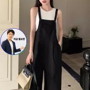 쌍문상회 지금 필요한 F007327_ 빅사이즈 와이드 롱멜빵바 오버롤점프수트
