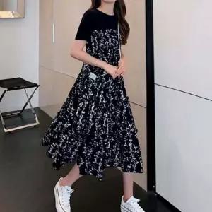 원피스 OPS 홈웨어 여성 플라워패턴 반팔 바캉스룩 휴양지룩