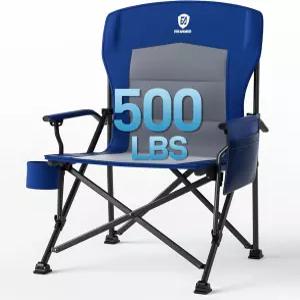 대형 접이식 캠핑 의자 측면 포켓이 있는 튼튼한 잔디 휴대용 쿼드 최대 500파운드까지 지원 파란색