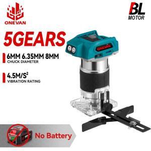 루터기 ONEVAN 1600W 무브러시 전동 트리머 5단 라우터 핀 호환 변속 무선 목공 핸드헬드 배터리 조각