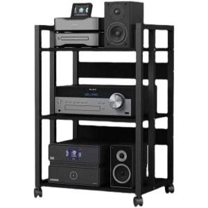 턴테이블선반 LP 장식장 이동식 3단 프레임 블랙 증폭기 보드 오디오 캐비닛 다이 2단