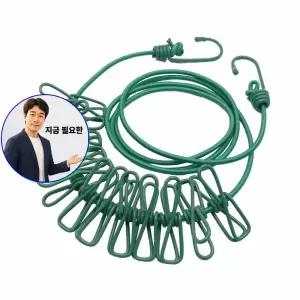 쌍문상회 지금 필요한 12집게 여행용빨래줄 캠핑 휴대용 건조 와이어빨랫줄