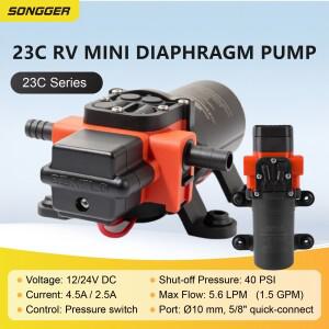 다이어프램 펌프 12V 24V 캠핑카용 소형 자흡식 2챔버 자동 온오프 5.6L/min 10mm 커넥터 농업 관개 급수