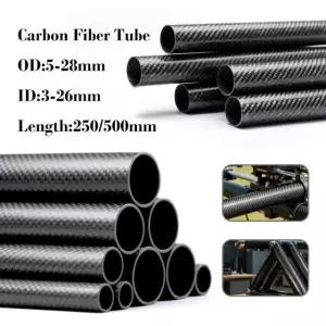 1개 250/500mm 3K 카본 파이버 튜브 트윌 매트, 길이는 500mm 원격 조종 5x3mm 250mm 1pcs