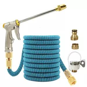 정원 호스 확장형 25-125FT, 고압 물총, 다중 모드, 농장에서 관개 및 세차 도구 Lake Blue Grey 1/2'' 25피트