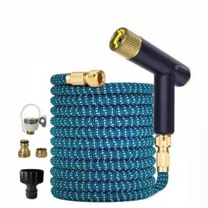 정원용 물 호스 건 확장형 이중 연결 고압 고무 릴 매직 워터 파이프 정원, 농장, 정원 Lake Blue Grey 25피트