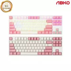 ABKO 유선 무접점 미니키보드, KN01C RGB PBT, 45G 핑크 USB