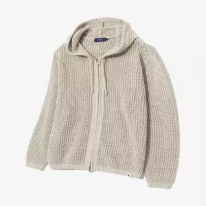 예일 YES1KT309AGB 여자니트 카라니트원피스 MESHED HOODIE KNIT ZIP UP GREEN BEIGE 393214