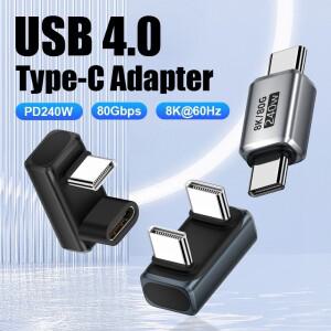 U자형 PD240W USB C 어댑터 8K@60Hz 80Gbps 180도 암-수 커넥터 썬더볼트 4/3 스위치 노트북용