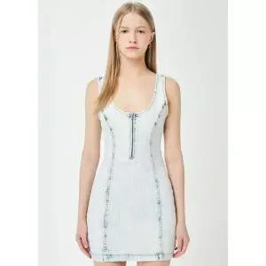 매장정품 게스 GUESS GO L톤 하프집업 슬리브리스 데님 원피스 YN2D7730 1704306