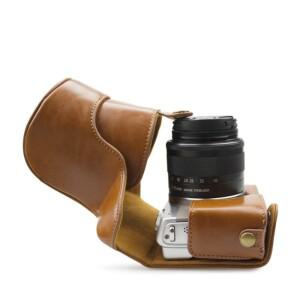 [호환품]캐논 호환 EOS M200 케이스 가방 용 가죽 숄더 백 15-45mm Iens 카메라 보호 슬리브