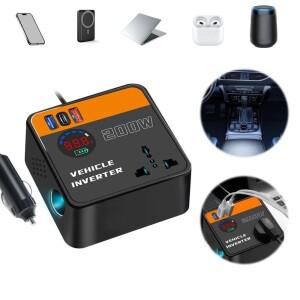 200W 차량용 인버터 12v 24v 110v 220v로 고속 충전 전원 어댑터 USB 및 타입-C 포트 자동차