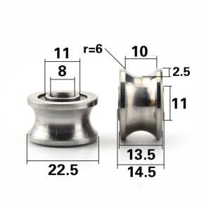 10개 U22 U형 베어링 풀리 롤러 휠 스틸 볼 8x22.5x14.5x13.5 mm 트레이스 워킹 가이드 레일