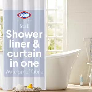 CLOROX 2in 욕실 샤워 커튼 라이너 내구성이 뛰어난 패브릭 물 관리용 가중 자석 세탁 가능한 품질 모던