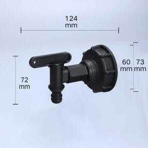 스위치 밸브 플라스틱 IBC 탱크 탭 정원 호스 연결 물 피팅 1/2 인치 S60 x 6 스레드 15mm 어댑터