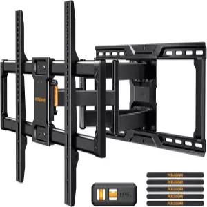 최대 150파운드의 42~90인치 TV를 위한 Perlegear UL에 등재된 풀 모션 월 마운트 도구 없는 틸트 스위블