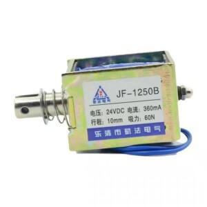 JF-1250B 모델 DC 12V/ 24V 360mA 솔레노이드 전자석 푸시 풀 타입 오픈 프레임 10mm 60N