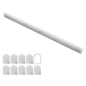 로브데코 카라라 화이트 1/2인치 X 12인치 몰딩, 및 펜슬 대리석 타일 백스플래시용 엣지 불노즈 샤워 라이너 타일, 10개/박스 트림 광택,