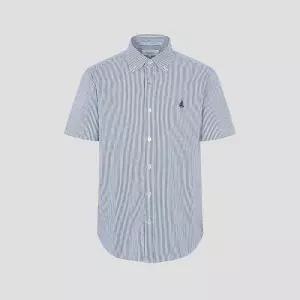 매장정품 BEANPOLE 빈폴 플레인 스트라이프 반소매 셔츠 - 블루 BC6465C13P 1621406