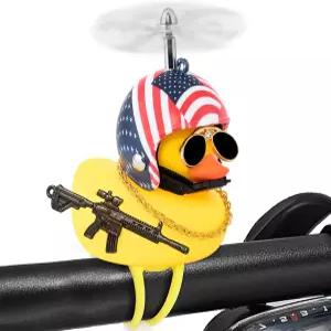 원우 고무 오리 자전거 벨 오토바이 대시보드 장식용 헬멧으로 짜다 액세서리