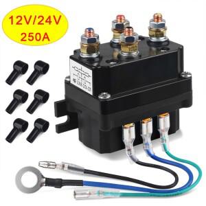 12V 24V 범용 윈치 전자기 릴레이 접촉기 로커 스위치 썸 250A 조합 키트 ATV/UTV 4WD