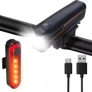 KunHe 227 루멘 1600mAh 자전거 라이트 세트 1개 또는 2개 4개 8팩 야간 위한 IPX4 방수 4모드 충전식 앞뒤