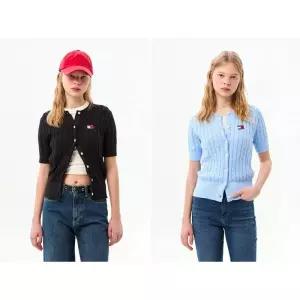 매장정품 TOMMY JEANS 타미진스 레귤러핏 케이블 반팔 가디건 T32G1KCD05TWT2 1711360