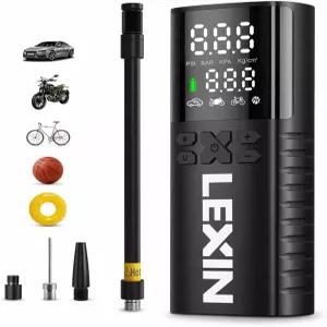LEXIN P4 타이어 인플레이터 휴대용 공기 압축기 자동차 150PSI 전기 에어 펌프 압력 게이지 및 LED 조명