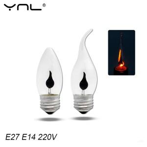 LED 촛불 전구 E14 E27 불꽃 효과 AC220V 에디슨 에뮬레이션 화재 조명 빈티지 홈 장식 앰플