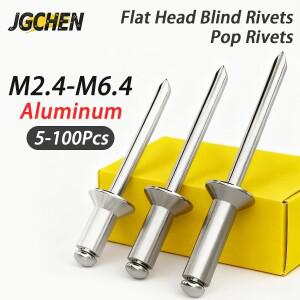 5-100개 알루미늄 플랫 헤드 팝 리벳 블라인드 M2.4 M3 M3.2 M4 M5 메탈 가구 및 자동차용 다양한 패스너