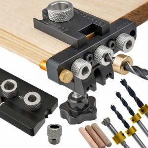 정밀 지그 Dowel Cam Jig 3 In 1 Dowelling 마스터 키트 목재 구멍 드릴링 가이드 DIY 작업을위한 목공 위