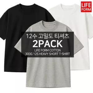 라이프폼 2장1세트 12수 고밀도 남성 여성 순면100% 무지 라운드 반팔 무지티 기본티 티셔츠 흰티 면티 반