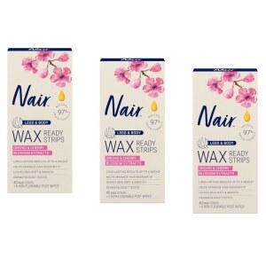 NAIR 헤어 리무버 스트립 3팩 40개 다리 왁스 레디 바디