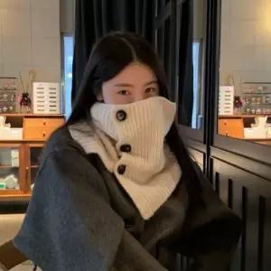 가지가지) 골지 단추 넥워머 겨울 후드목도리 방한목도리 방한목토시 니트 넥워머