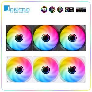 JONSBO ZW-140 컴퓨터 케이스 팬 140mm 4PIN PWM 5V ARGB CPU 냉각 정방향/역방향 키트