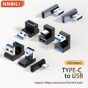 90/180 학위 팔꿈치 C 어댑터 USB OTG 변환기 U 모양 3.0 커넥터 안드로이드 컴퓨터 전화 태블릿