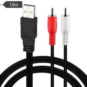 JavicTech USB-2RCA 케이블 5피트/1.5m USB 2.0 남성-2 RCA 남성 잭 분배기 오디오 비디오 AV 복합 어댑터