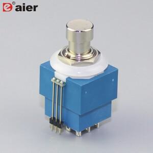 1PCS AC 125V 4  2A 30VDC 푸시 버튼 스위치 9 핀 래칭 21MM 3PDT 풋 ON/ON 3 극 듀얼 컬러 LED