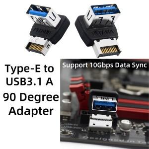 USB C 3.1 전면 패널 어댑터 asus 호환 데스크탑 컴퓨터 마더보드용 암 내부 커넥터에 90도 각도  E 남성