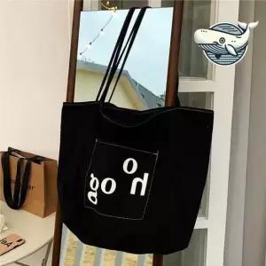 캐주얼 에코 프린팅 여성 숄더백 데일리 에코백 레터링 배색 프린팅 영문레터링