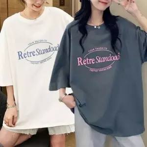 레터링 루즈핏 여성 여름 반팔 티 셔츠 2P 세트 반팔티 티셔츠 여자 여름티 예쁜 흰색
